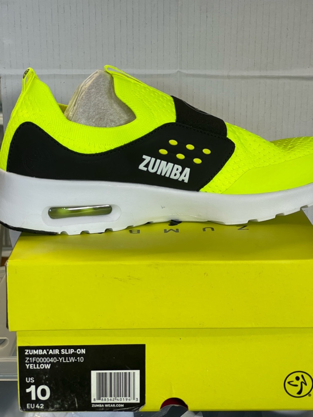 Zumba Fitness Neon Yellow and Black Slip-On Sneakers